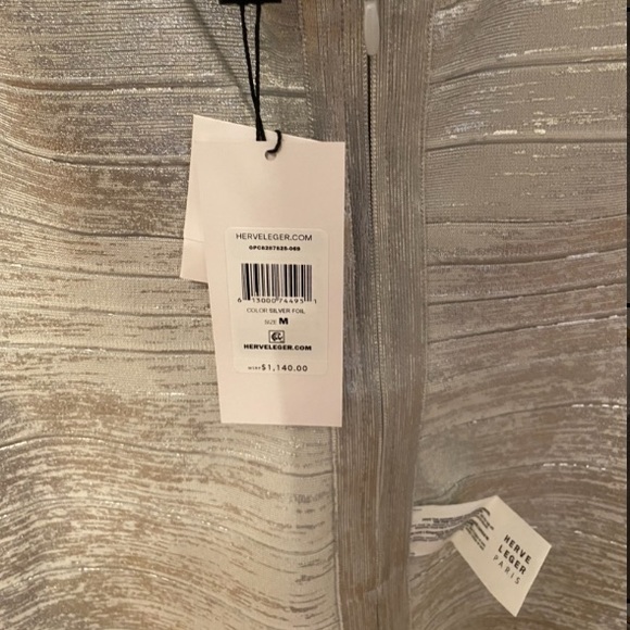 NEW Herve Leger Metallic Bandage Dress - Picture 4 of 4